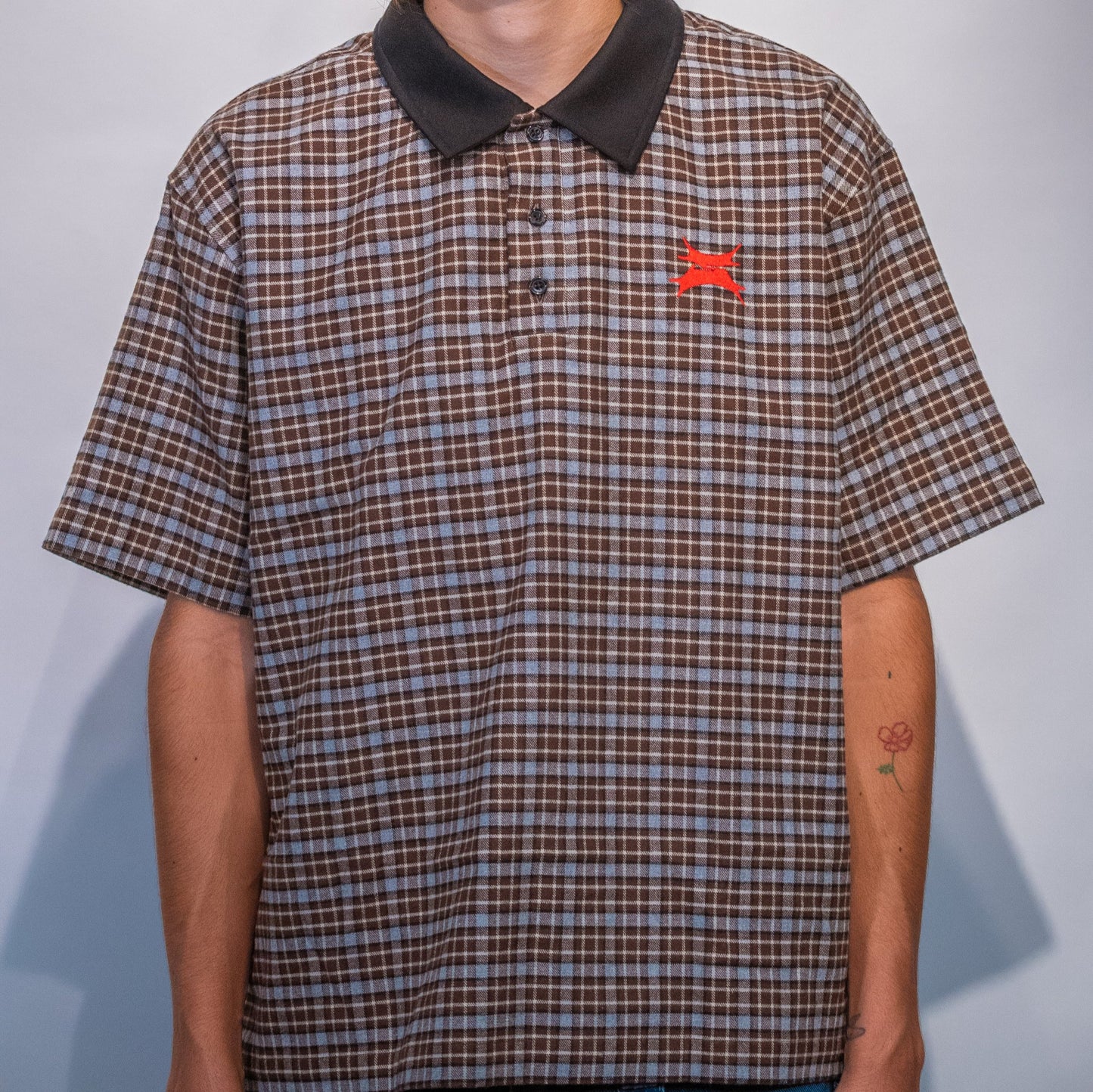 PLAID POLO - BROWN