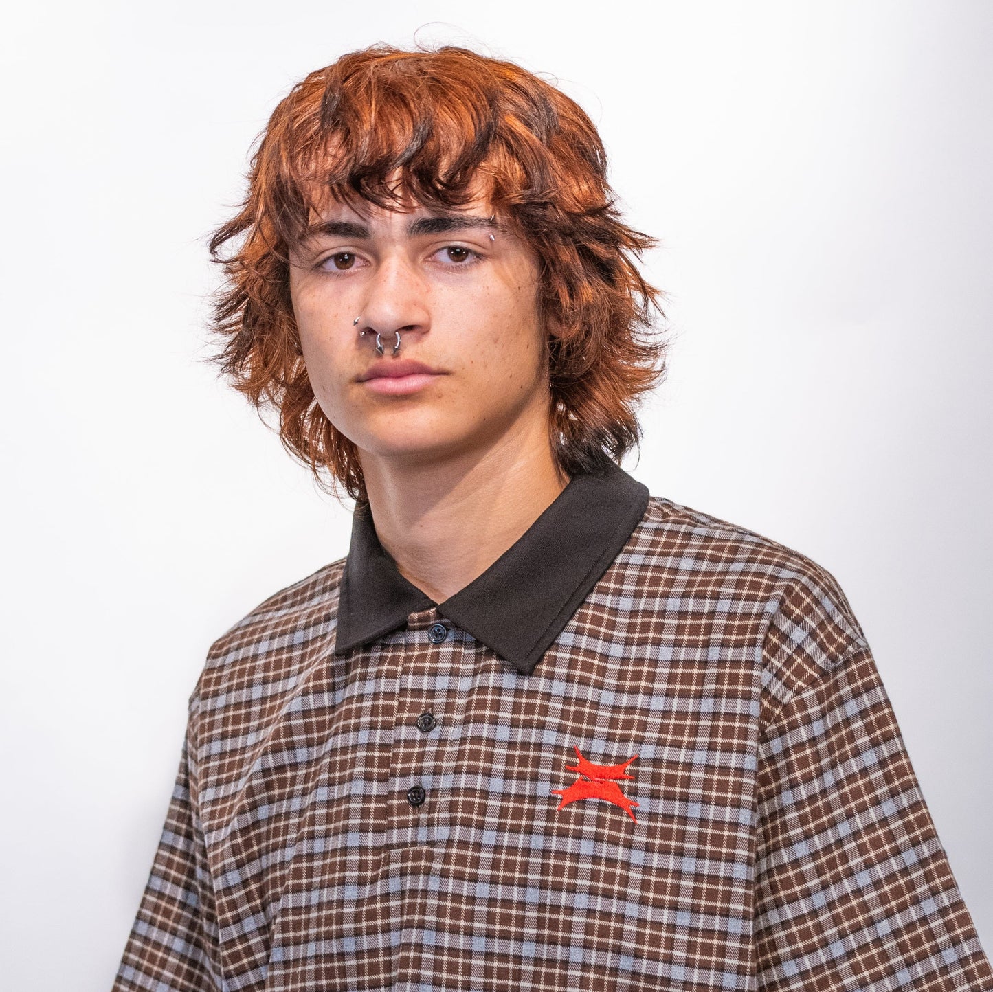 PLAID POLO - BROWN